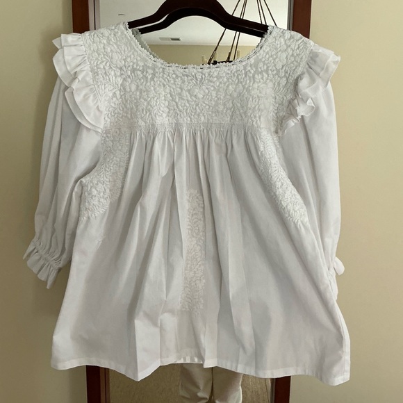 Mi Golondrina white 3/4 sleeve top sz large - Picture 1 of 5